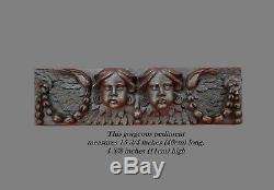 17th Century French Hand Carved Oak Wood Pediment Wall Panel Cherubs Angels