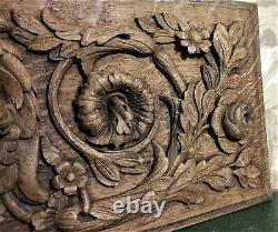 17th angel scroll leaf wood carving panel Antique french architectural salvage