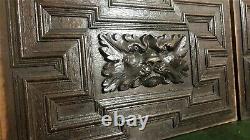 17thc Pair green man wood carving panel Antique french architectural salvage 20