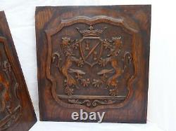 18 Antique Carved Architectural Furniture Doors Pair Panels Figural Gothic 20th