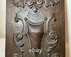 1800's antique carved wood architectural salvage relief wall sculpture panel