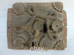 1850's Antique Snake Architectural Window Door Panel Old Rare Wooden Hand Carved