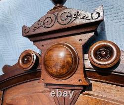 @1875 Antique Architectural Victorian Panel Walnut Wood Carving Pediment Top