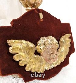 18th Antique french gilt religious angel hand carved stucco wood sculpture panel