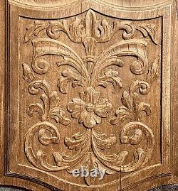 18th Century French Fleur De Lis Carved Wood Architectural Salvage Panel 19.75H