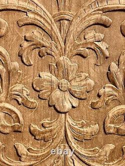 18th Century French Fleur De Lis Carved Wood Architectural Salvage Panel 19.75H