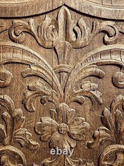 18th Century French Fleur De Lis Carved Wood Architectural Salvage Panel 19.75H