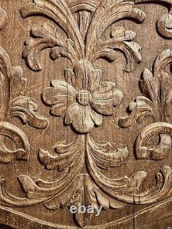 18th Century French Fleur De Lis Carved Wood Architectural Salvage Panel 19.75H