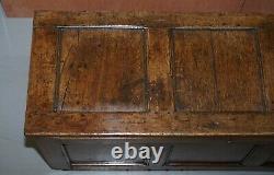 18th Century Oak Kist Chest Trunk Coffer Hand Carved Solid Panels Lovely Patina