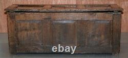 18th Century Oak Kist Chest Trunk Coffer Hand Carved Solid Panels Lovely Patina