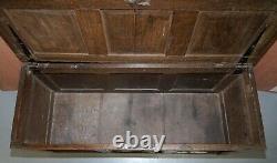 18th Century Oak Kist Chest Trunk Coffer Hand Carved Solid Panels Lovely Patina
