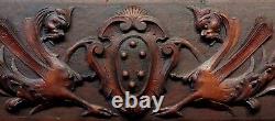 18th century Italian Baroque Hand carved Walnut Panel withGriffins in Relief