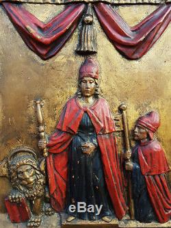 18thC Italian Antique Carved Wood Panel Depicting the Doge of Venice