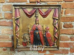 18thC Italian Antique Carved Wood Panel Depicting the Doge of Venice