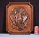 19 Tall Antique French Solid Oak Panel Highly Carved Hunting Theme With Bird