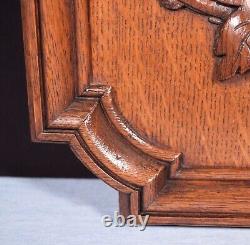 19 Tall Antique French Solid Oak Panel Highly Carved Hunting Theme with Bird