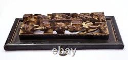 1930's Chinese Gold Gilt Lacquer Wood Carved Carving Pierced Panel Transom Ranma