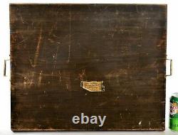 19C Chinese Silk Embroidery Gold Threads Phoenix Panel Wood Carved Tea Tray