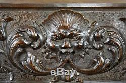 19th. C Antique French Walnut Wood Carved Panel Mascaron