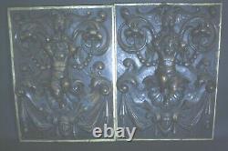 19thc Folk Art Carved Wood Panel Nude Boy Cherub Eagle East Lake Mask Scroll