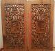 2 Antique Chinese Wood Carved Wall Panel Elegant Hollywood Regency Museum Art