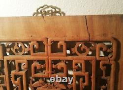 2 ANTIQUE chinese wood carved wall panel elegant hollywood regency museum art