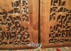 2 ANTIQUE chinese wood carved wall panel elegant hollywood regency museum art