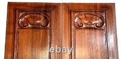 2 Acanthus leaf walnut carving panel 2354 Antique French architectural salvage