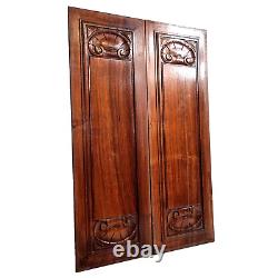 2 Acanthus leaf walnut carving panel 2354 Antique French architectural salvage