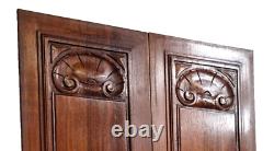 2 Acanthus leaf walnut carving panel 2354 Antique French architectural salvage