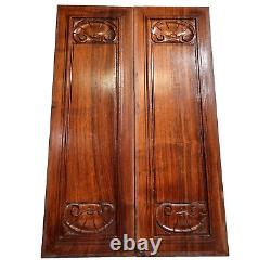 2 Acanthus leaf walnut carving panel 2354 Antique French architectural salvage