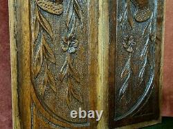 2 Bow ribbon flower wood carving panel Antique french architectural salvage 20