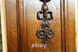 2 Bow ribon flower medaillon carving panel Antique french architectural salvage