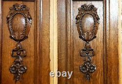 2 Bow ribon flower medaillon carving panel Antique french architectural salvage