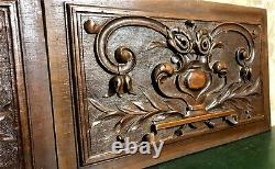 2 Decorative scroll leaf wood carving panel Antique french architectural salvage