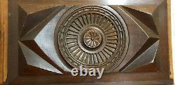 2 Diamond shape rosette wood carving panel Antique french architectural salvage