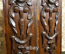 2 Drapery scroll leaves wood carving panel Antique french architectural salvage