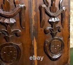2 Drapery scroll leaves wood carving panel Antique french architectural salvage