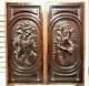 2 Fishing Trophy Wood Carving Panel Vintage French Architectural Salvage 31