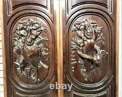 2 Fishing trophy wood carving panel Vintage french architectural salvage 31