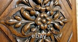2 Flower scroll leaves wood carving panel Antique french architectural salvage