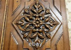 2 Flower scroll leaves wood carving panel Antique french architectural salvage