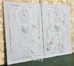 2 Grapes shell scroll wood carving panel Antique french architectural salvage 23