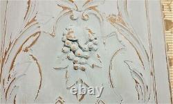 2 Grapes shell scroll wood carving panel Antique french architectural salvage 23