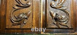 2 Griffin scroll leaf shield blazon panel Antique french architectural salvage