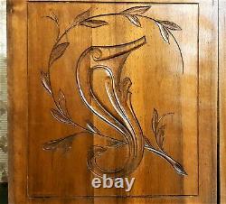 2 Medieval parchment walnut carving panel Antique french architectural salvage