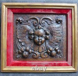 2 Nice Antique wood carving with Cupido's/Angel heads 17hth C. Dutch. Panel