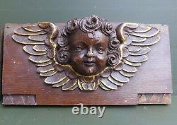 2 Nice Antique wood carving with Cupido's/Angel heads 18hth C. Dutch. Panel