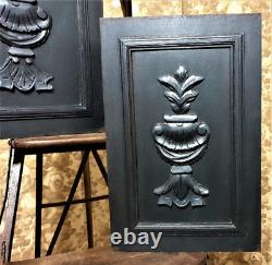 2 Painted acanthus leaf carving panel Antique french architectural salvage 20