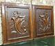 2 Scroll Leaf Armorial Carving Wood Panel Antique French Architectural Salvage